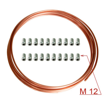 Kupferleitung Bremsleitung 6 Meter, 6mm-Außendurchmesser, M12 + 20 Verschraubungen Universel 