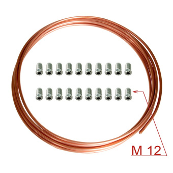 Línea de freno línea de cobre de 6 metros, diámetro interior de 6 mm, conexiones roscadas M12 + 20 universal 