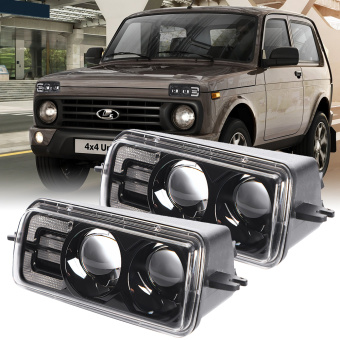 Feux diurnes plus lumineux Feux de stationnement à LED, feux de route, clignotants, paire de phares antibrouillard blanc pour Lada Niva 21214 