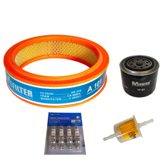 Kit de servicio, kit de servicio: filtro de aire, filtro de gasolina, filtro de aceite, velas, filtro de combustible Lada 2101-2107 y Niva 1600cc 