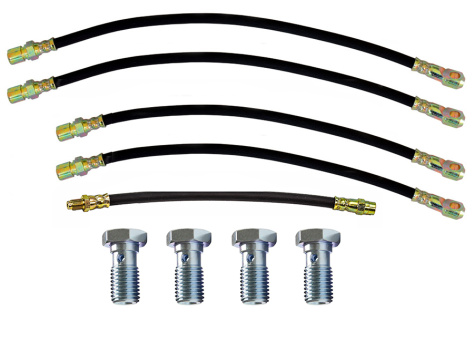 Reparaturkit Bremsschlauch 4 St. vorne + 1 St. hinten + 4 Hohlschrauben, Lada Niva 