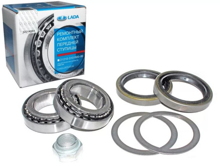 Repair KIT for front wheel hub 2 x bearing + 2 x  oil seals + Nut: Lada Niva 2121  ORIGINAL!!!! AUTOVAZ!!!! 