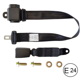 Lap belt, Two-point fixed, automatic locking seat belt black. UNIVERSAL car, trucks, bus, carriage 