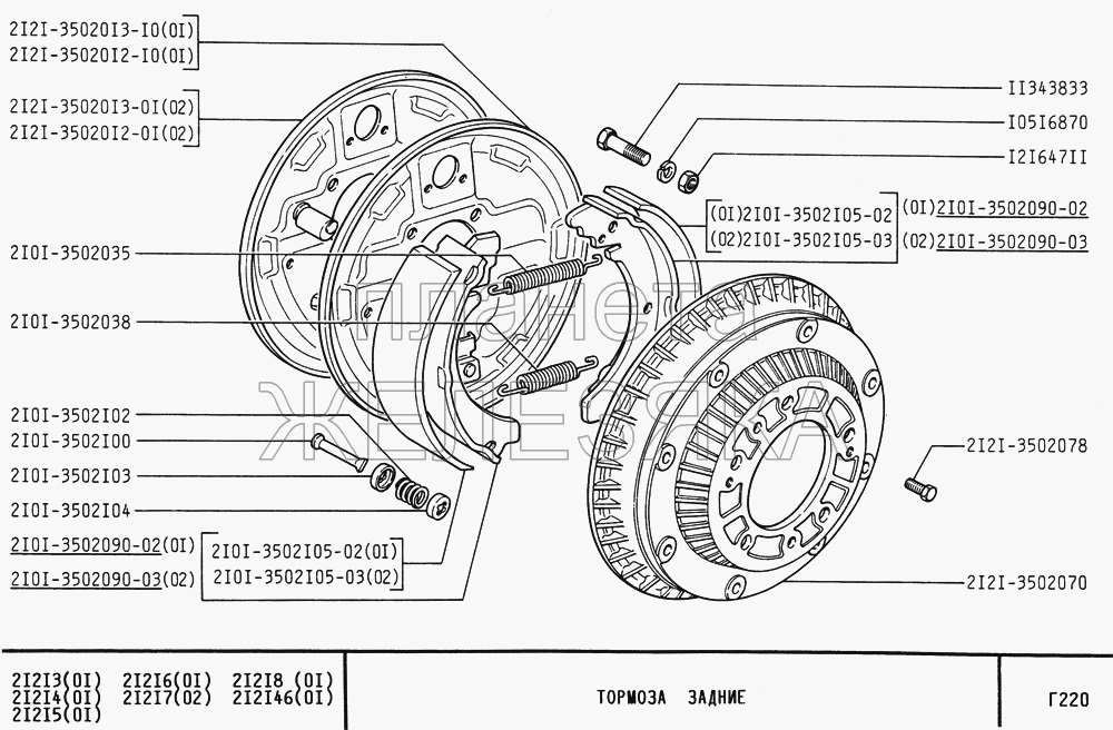 Ersatzteile Lada Niva, Explosionszeichnung/ Skitze Bremse hinten Lada Niva